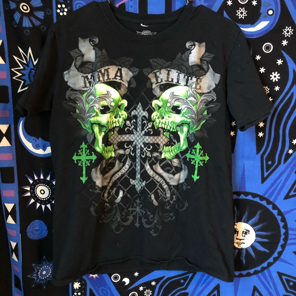 Green Skull and Cross MMA T- Shirt